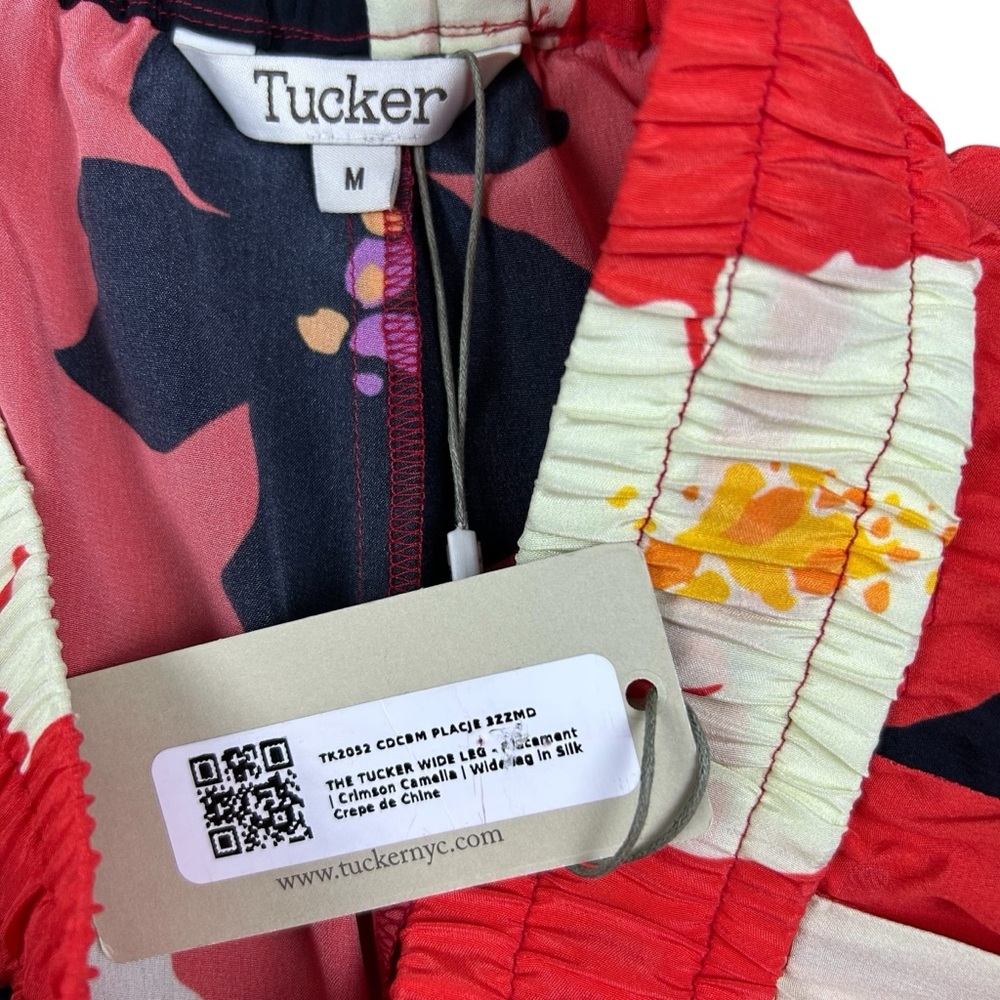 Tucker Red Floral Wide Leg Silk Pants - Picture 12 of 16